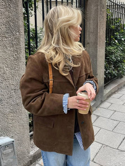 Casualowy Kardigan w Stylu Vintage Z Kieszeniami