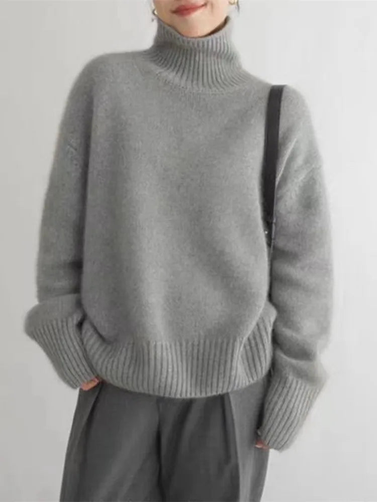 Damski Stylowy Golf Sweter | Cienki Dopasowany