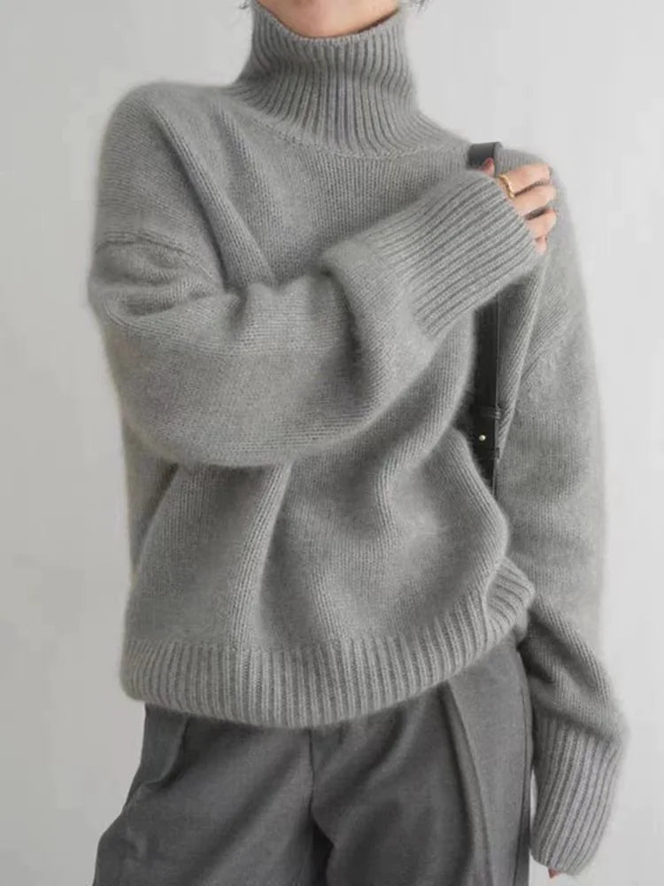 Damski Stylowy Golf Sweter | Cienki Dopasowany