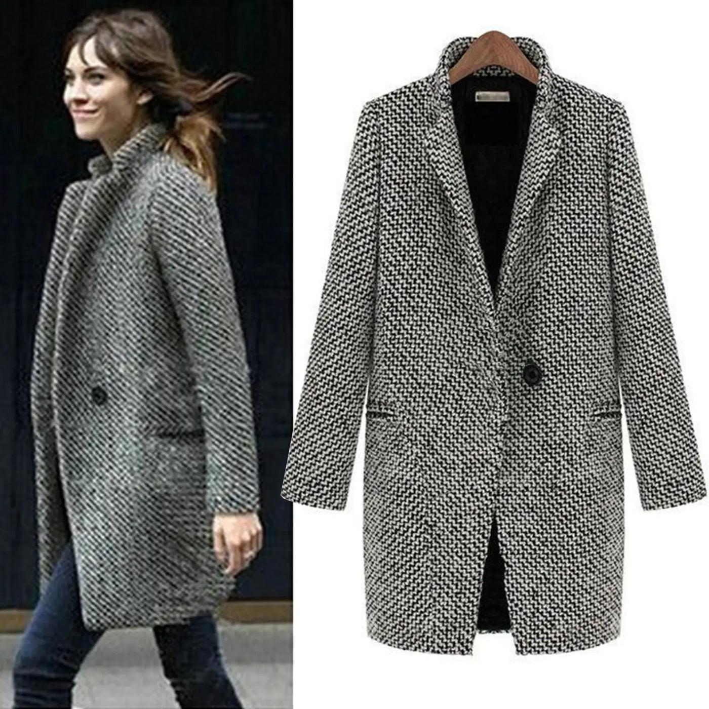 Długi Płaszcz Stylowy | Subtelny Ciepły Look Na Codzień