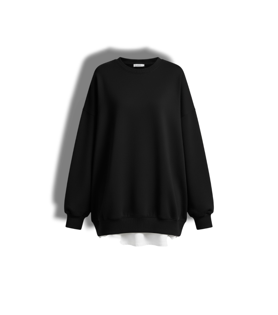 Oversize Bluza z Okrągłym Dekoltem – Bluza z Długim Rękawem