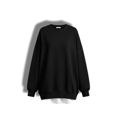 Oversize Bluza z Okrągłym Dekoltem – Bluza z Długim Rękawem