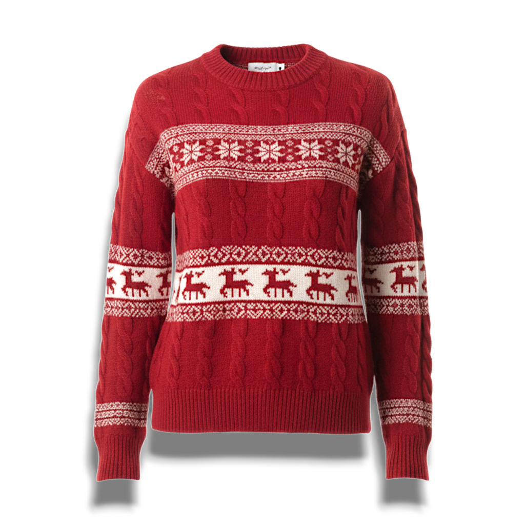 Przytulny Świąteczny Sweter Dziany – Stylowa Zimowa Moda