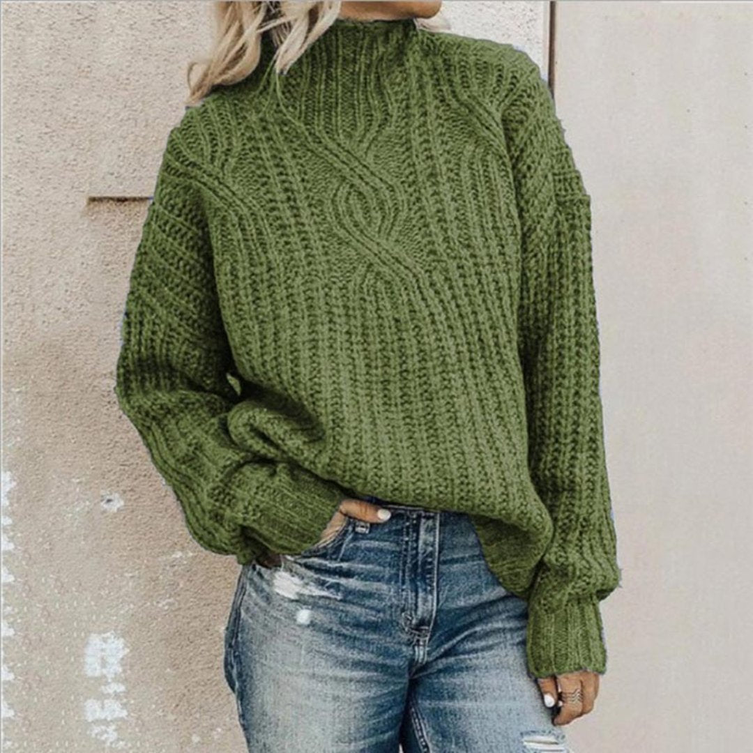 Przytulny Dziany Sweter Z Golfem – Zimowy Sweter