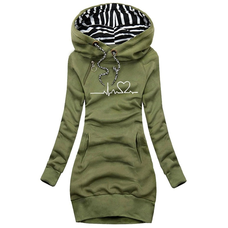 Sweter Zimowy Damski Z Motywem Bicia Serca