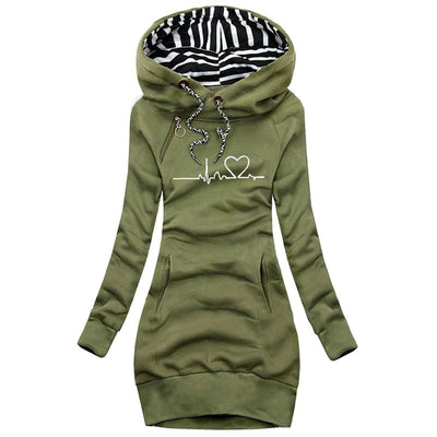 Sweter Zimowy Damski Z Motywem Bicia Serca