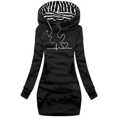 Sweter Zimowy Damski Z Motywem Bicia Serca