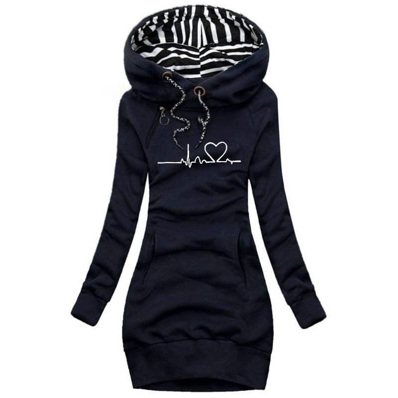 Sweter Zimowy Damski Z Motywem Bicia Serca