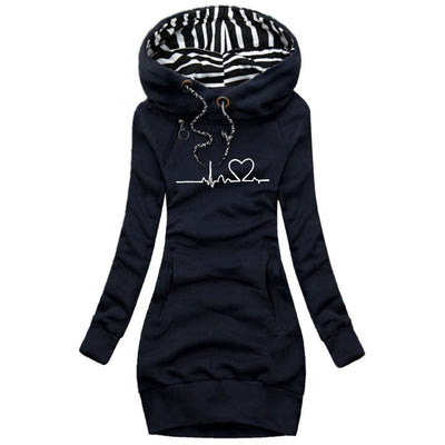 Sweter Zimowy Damski Z Motywem Bicia Serca