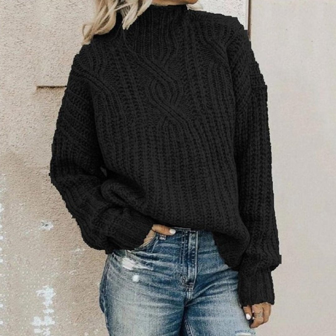 Przytulny Dziany Sweter Z Golfem – Zimowy Sweter