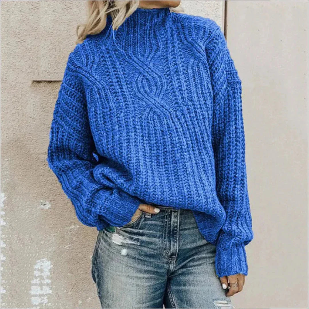 Przytulny Dziany Sweter Z Golfem – Zimowy Sweter