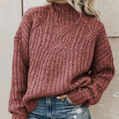 Przytulny Dziany Sweter Z Golfem – Zimowy Sweter