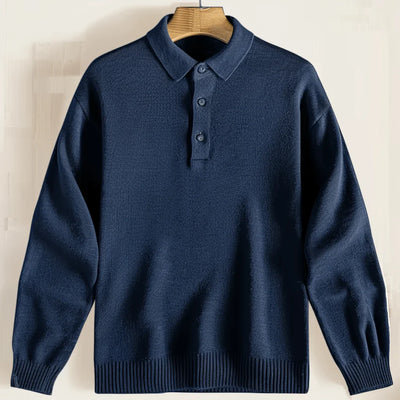Sweter Polo z Długim Rękawem – Zimowy Sweter Dzianinowy