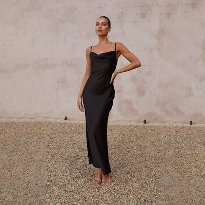 Damska Glamour Satynowa Sukienka Maxi | Edycja Leonie