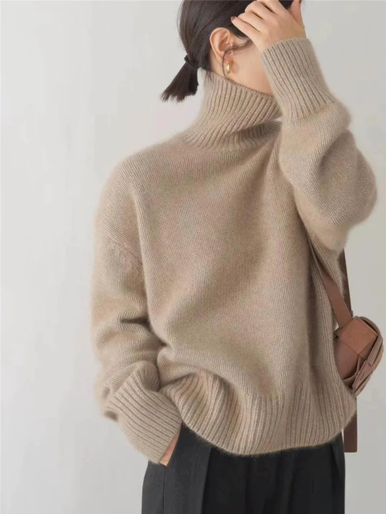 Damski Stylowy Golf Sweter | Cienki Dopasowany