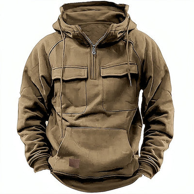 Bluza Cargo z Kapturem i Półzamkiem | Casualowy Płaszcz Zimowy