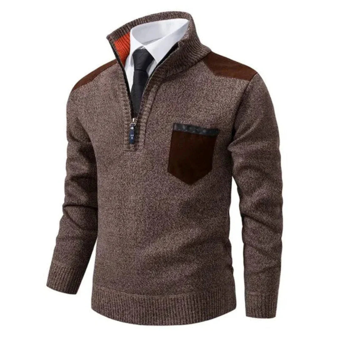 Gruby Dzianinowy Golf – Sweter z Półzamkiem