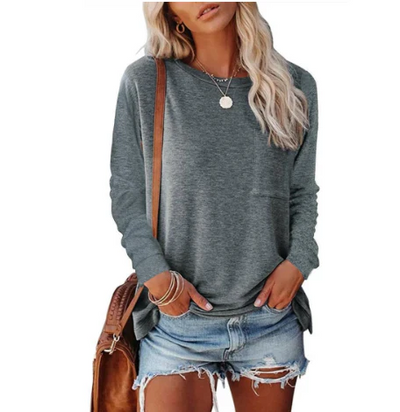 Modna Bluza Oversize Z Okrągłym Dekoltem