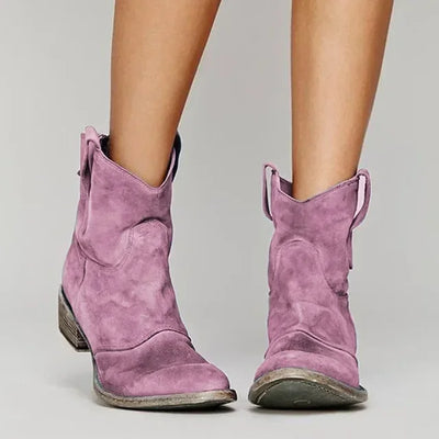 Skórzane Botki Western Damskie – Styl Retro