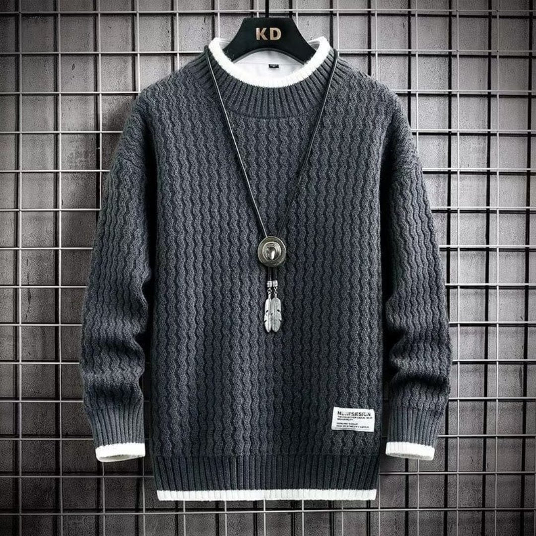 Sweter z Diamentowym Wzorem – Sweter z Okrągłym Dekoltem