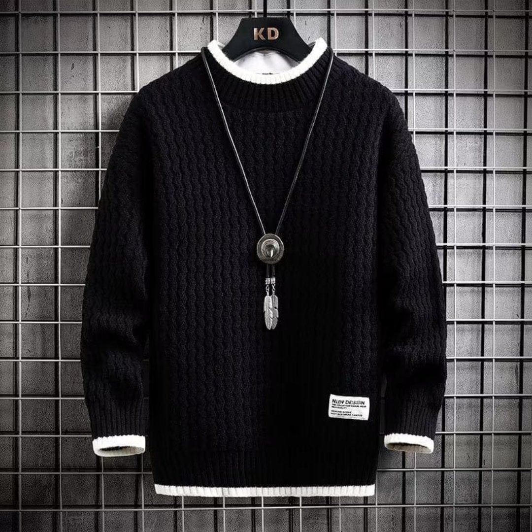 Sweter z Diamentowym Wzorem – Sweter z Okrągłym Dekoltem