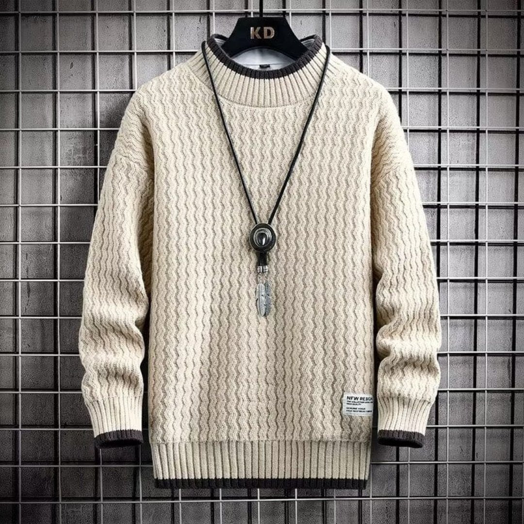 Sweter z Diamentowym Wzorem – Sweter z Okrągłym Dekoltem