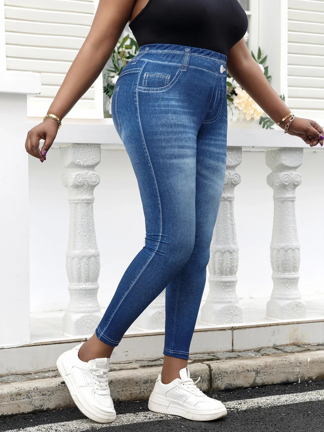 Elastyczne Jegginsy Plus Size – Spodnie z Wysokim Stanem