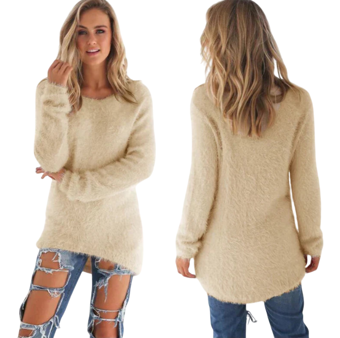 Casualowy Sweter Dzianinowy - Luźny Futerko