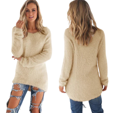 Casualowy Sweter Dzianinowy - Luźny Futerko