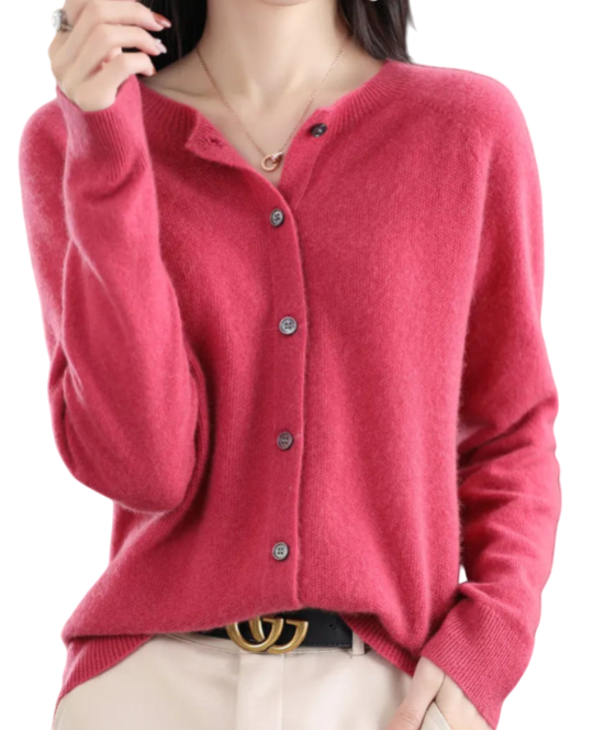 Sweter Kardigan Z Okrągłym Dekoltem - Styl Koreański
