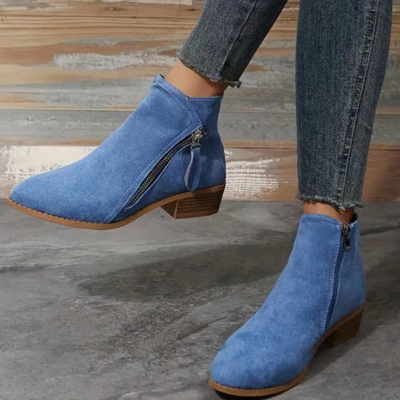 Wiosenne Botki | Styl Vintage, Krótki Krój, Zamek, Gruby Obcas