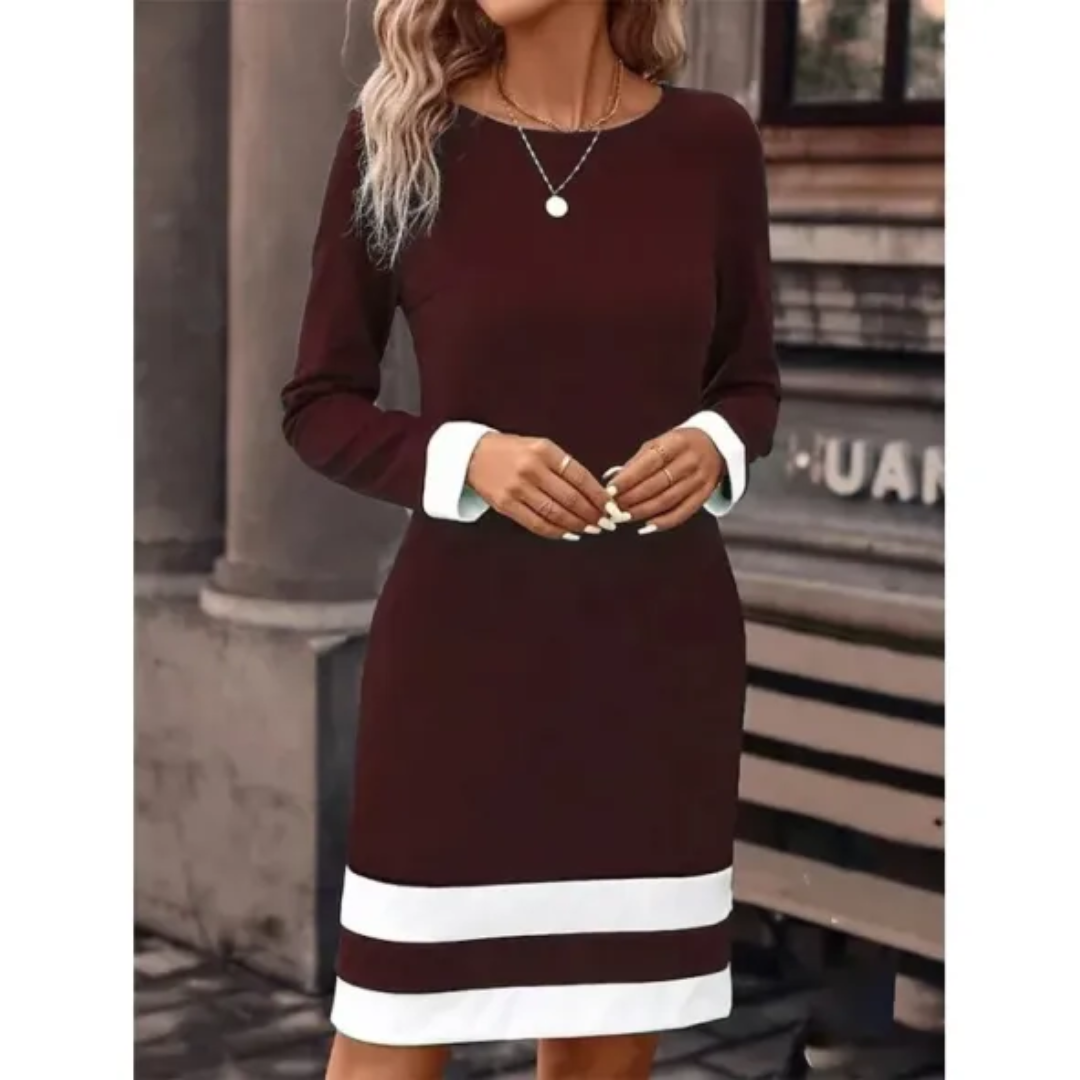 Casualowa Sukienka Z Okrągłym Dekoltem | Styl Na Co Dzień