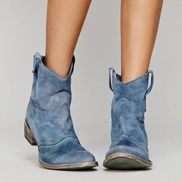 Skórzane Botki Western Damskie – Styl Retro