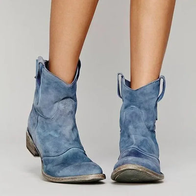 Skórzane Botki Western Damskie – Styl Retro