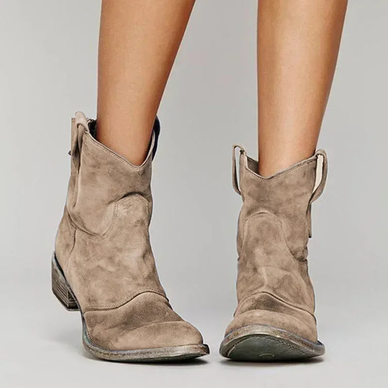 Skórzane Botki Western Damskie – Styl Retro