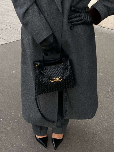 Stylowa Torebka Pleciona | Shopper Z Uchem Górnym
