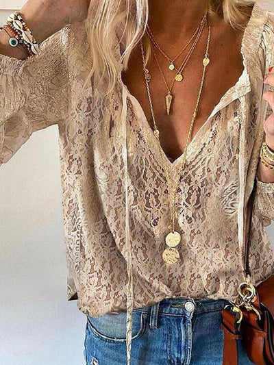 Boho Bluzka z Rozciętym Dekoltem | Lekka