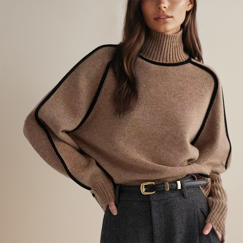Dzianinowy sweter z golfem – klasyczny fason