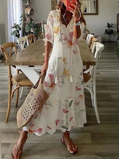Damska Sukienka W Stylu Boho | Dopasowana Maxi