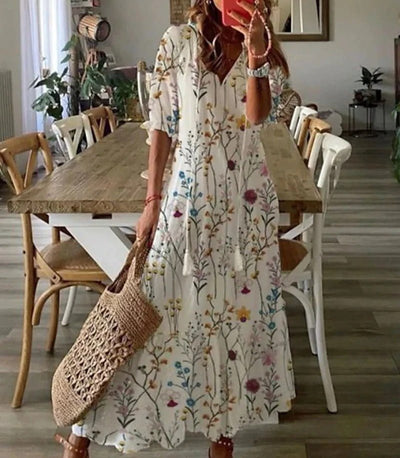 Damska Sukienka W Stylu Boho | Dopasowana Maxi