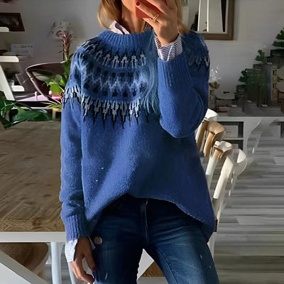 Damski Sweter Ciepły | Skandynawski Design z Jacquardowym Wzorem