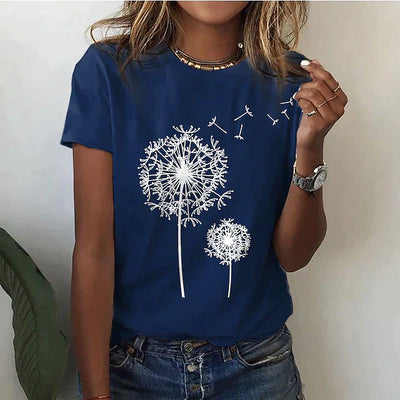 Damski Klasyczny T-shirt z Okrągłym Dekoltem | Idealny na Lato