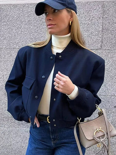 Stylowy Krótki Kardigan – Krótki Krój z Kieszeniami