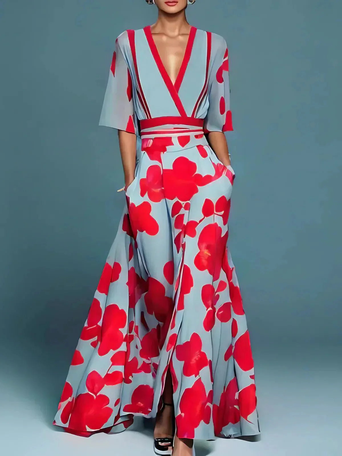 Damska Kwiecista Elegancka Sukienka | Maxi