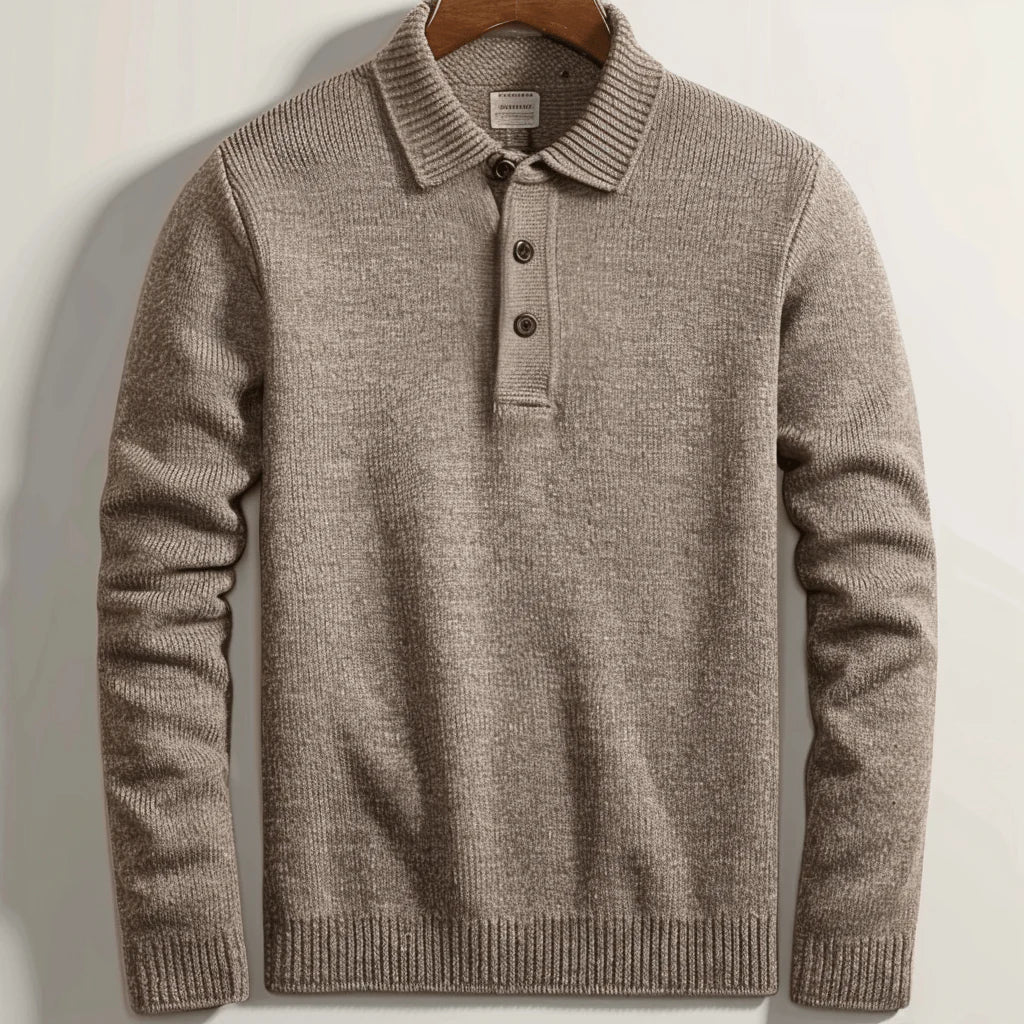 Sweter Polo z Długim Rękawem – Zimowy Sweter Dzianinowy