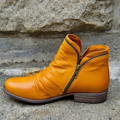 Jesienne Botki Vintage | Krótkie, Na Zamek