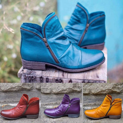 Jesienne Botki Vintage | Krótkie, Na Zamek