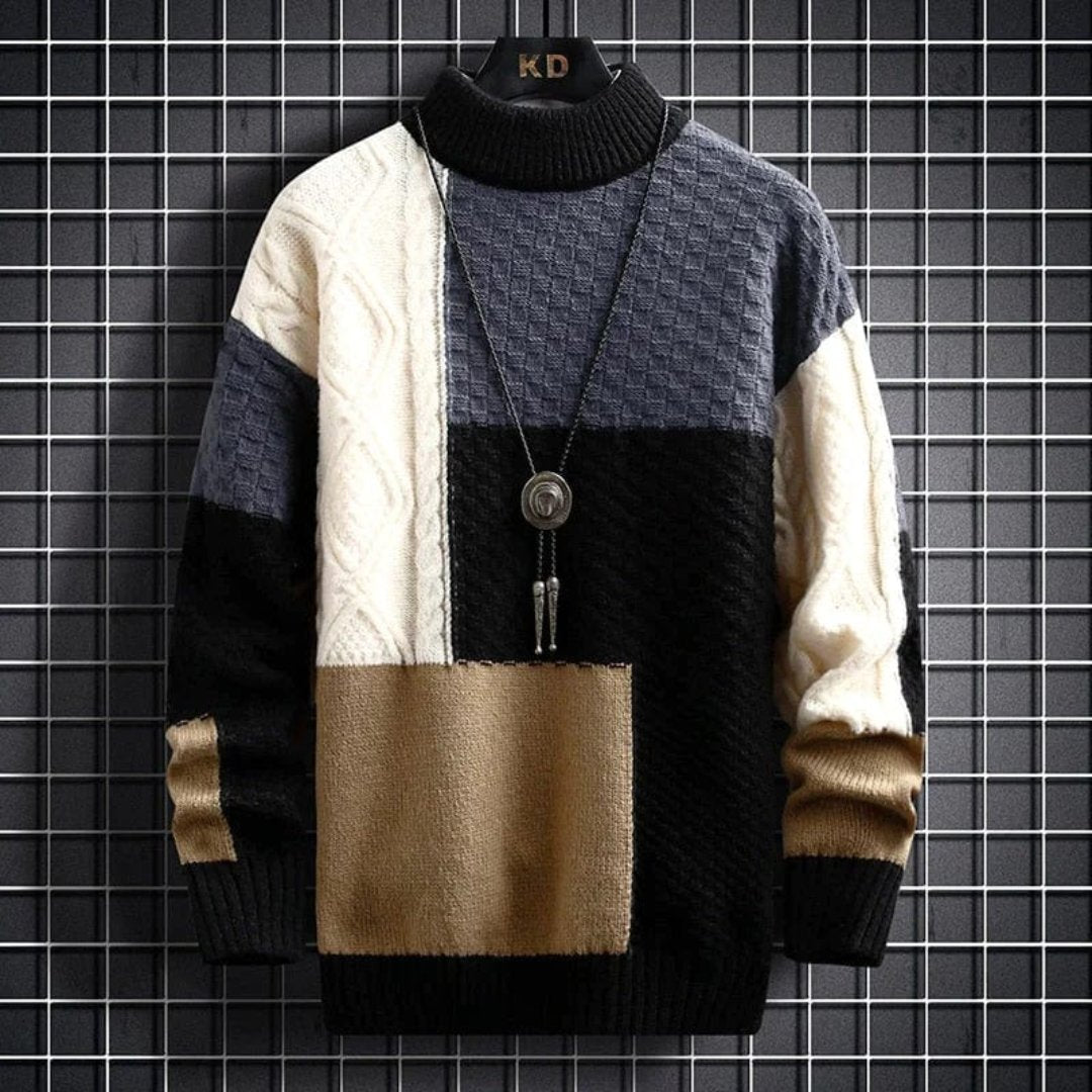 Sweter z Diamentowym Wzorem – Sweter z Okrągłym Dekoltem