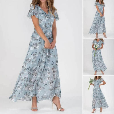 Sukienka Maxi Z Dekoltem V W Kwiaty | Stylowy Look