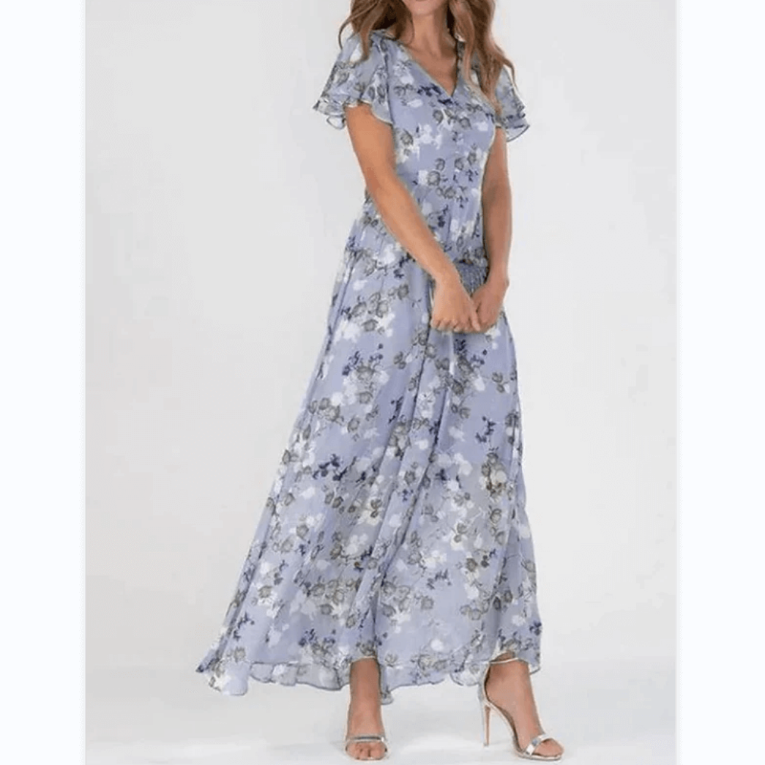 Sukienka Maxi Z Dekoltem V W Kwiaty | Stylowy Look